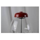 Vintage Red Metal and Glass Gumball Machine, 15 Inches Tall