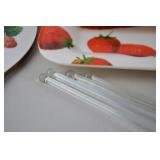 Strawberry Print Serving Lot - Trays, Bowl, Cutting Board, Swizzle Sticks