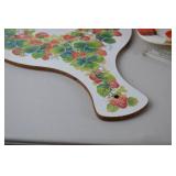 Strawberry Print Serving Lot - Trays, Bowl, Cutting Board, Swizzle Sticks