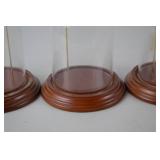 Set of 3 Glass Display Domes with Wood Bases