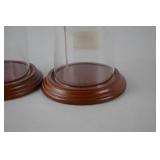 Set of 3 Glass Display Domes with Wood Bases
