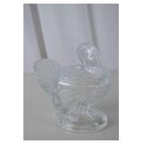 LE Smith Clear Glass Turkey Candy Dish with Lid