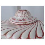 Antique porcelain wall-mounted water reservoir and basin set, floral motif