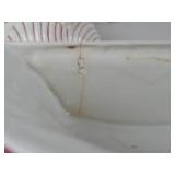 Antique porcelain wall-mounted water reservoir and basin set, floral motif