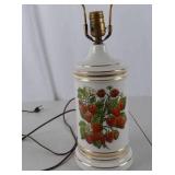 Vintage Ceramic Table Lamp with Strawberry Motif - Needs Cord Repair