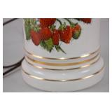 Vintage Ceramic Table Lamp with Strawberry Motif - Needs Cord Repair