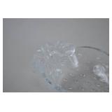 Clear Glass Strawberry Embossed Bowl and Floral Dish Set