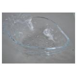 Clear Glass Strawberry Embossed Bowl and Floral Dish Set
