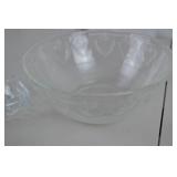 Clear Glass Strawberry Embossed Bowl and Floral Dish Set
