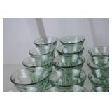 Vintage Light Green Glass Stemware and Serving Dishes Lot (25+ Pieces)