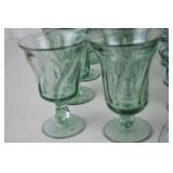 Vintage Light Green Glass Stemware and Serving Dishes Lot (25+ Pieces)