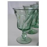Vintage Light Green Glass Stemware and Serving Dishes Lot (25+ Pieces)