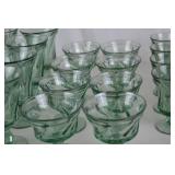 Vintage Light Green Glass Stemware and Serving Dishes Lot (25+ Pieces)