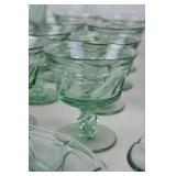 Vintage Light Green Glass Stemware and Serving Dishes Lot (25+ Pieces)