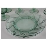 Vintage Light Green Glass Stemware and Serving Dishes Lot (25+ Pieces)