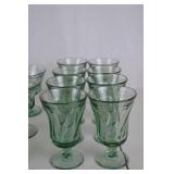Vintage Light Green Glass Stemware and Serving Dishes Lot (25+ Pieces)