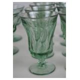 Vintage Light Green Glass Stemware and Serving Dishes Lot (25+ Pieces)