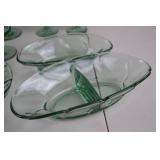 Vintage Light Green Glass Stemware and Serving Dishes Lot (25+ Pieces)