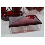 Vintage Ruby Red Glassware Lot - Pitcher, Goblets, Serving Pieces (13+)