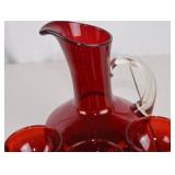 Vintage Ruby Red Glassware Lot - Pitcher, Goblets, Serving Pieces (13+)