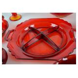 Assorted Red Glass Serving and Tableware Lot (8 Pieces)