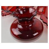 Assorted Red Glass Serving and Tableware Lot (8 Pieces)