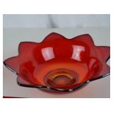 Assorted Red Glass Serving and Tableware Lot (8 Pieces)