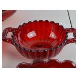 Assorted Red Glass Serving and Tableware Lot (8 Pieces)