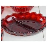 Assorted Red Glass Serving and Tableware Lot (8 Pieces)