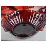 Assorted Red Glass Serving and Tableware Lot (8 Pieces)