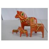 Vintage Swedish Dala Horse and Pig Figurines Lot - 4 Hand-Painted Pieces
