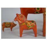 Vintage Swedish Dala Horse and Pig Figurines Lot - 4 Hand-Painted Pieces