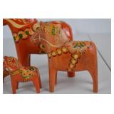 Vintage Swedish Dala Horse and Pig Figurines Lot - 4 Hand-Painted Pieces