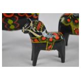 Nils Olsson Swedish Dala Horse Figures, Hand-Painted Set of 3