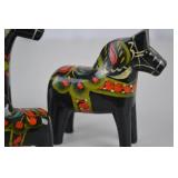 Nils Olsson Swedish Dala Horse Figures, Hand-Painted Set of 3