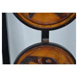 Carved Wood 3-Tier Folding Stand with Fish Motif, 32 Inches Tall