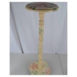 Vintage Pedestal Stand with Floral Accents, 32 Inches Tall