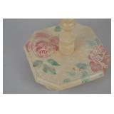 Vintage Pedestal Stand with Floral Accents, 32 Inches Tall