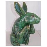 Green Glazed Ceramic Rabbit Figurine