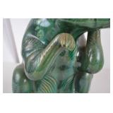 Green Glazed Ceramic Rabbit Figurine