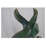 Green Glazed Ceramic Rabbit Figurine