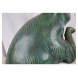 Green Glazed Ceramic Rabbit Figurine