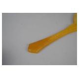 Vintage Marbled Yellow Celluloid Vanity Set - Mirror, Brush, Jar