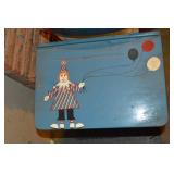 Vintage Metal Double School Desk with Clown Graphics