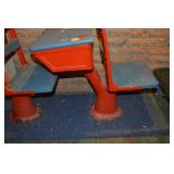 Vintage Metal Double School Desk with Clown Graphics