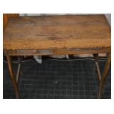 Vintage Oak Kitchen Table with Drawer and Pull-Out Board