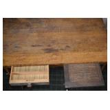 Vintage Oak Kitchen Table with Drawer and Pull-Out Board