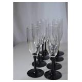 Assorted Glassware Set with Black Stems - Champagne, Wine, and Martini Glasses