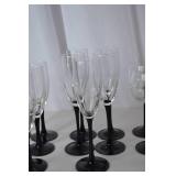 Assorted Glassware Set with Black Stems - Champagne, Wine, and Martini Glasses