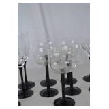 Assorted Glassware Set with Black Stems - Champagne, Wine, and Martini Glasses
